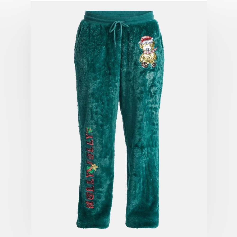 No Boundaries Green Plush Pajama Pants XXL Holiday Christmas Lounge